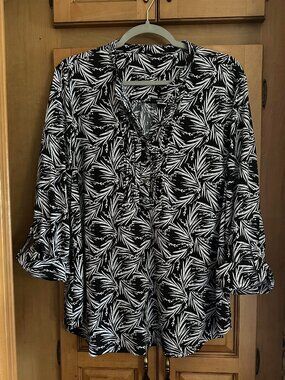 Cocomo Pleated Black/White Top XL